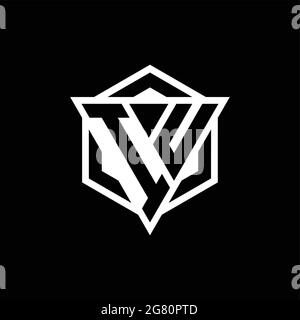 Monogramma con logo IU con combinazione di forma triangolare ed esagonale isolata sul retro e colore bianco Illustrazione Vettoriale