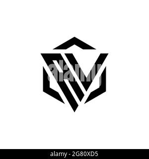 Monogramma AV Logo con triangolo ed esagono modello di design moderno isolato su sfondo bianco Illustrazione Vettoriale