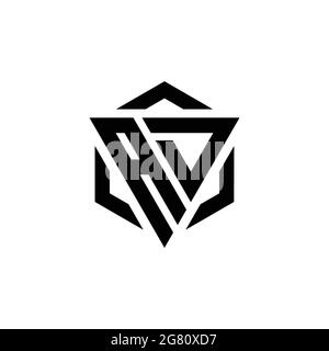 MONOGRAMMA AD Logo con triangolo ed esagono modello di design moderno isolato su sfondo bianco Illustrazione Vettoriale