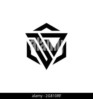 Monogramma DD Logo con triangolo ed esagono modello di design moderno isolato su sfondo bianco Illustrazione Vettoriale