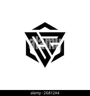 Monogramma con logo CZ con design triangolare ed esagonale modello moderno isolato su sfondo bianco Illustrazione Vettoriale