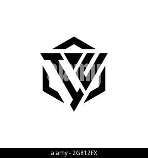 IU Logo monogramma con triangolo ed esagono modello di design moderno isolato su sfondo bianco Illustrazione Vettoriale