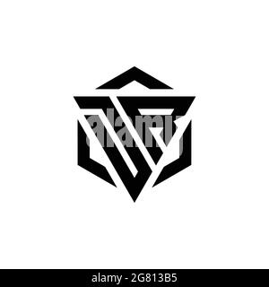 Monogramma DR Logo con design triangolare ed esagonale modello moderno isolato su sfondo bianco Illustrazione Vettoriale