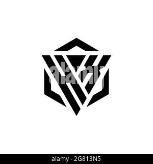 Monogramma HX Logo con triangolo ed esagono modello di design moderno isolato su sfondo bianco Illustrazione Vettoriale