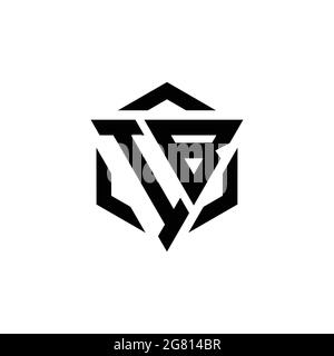 Monogramma IB Logo con triangolo ed esagono modello di design moderno isolato su sfondo bianco Illustrazione Vettoriale