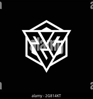 Monogramma con logo ZC con combinazione di forma triangolare ed esagonale isolata sul retro e colori bianchi Illustrazione Vettoriale