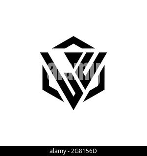 Monogramma LU Logo con sagoma triangolare ed esagonale dal design moderno isolato su sfondo bianco Illustrazione Vettoriale