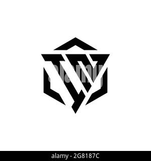 IN monogramma Logo con triangolo ed esagono modello di design moderno isolato su sfondo bianco Illustrazione Vettoriale