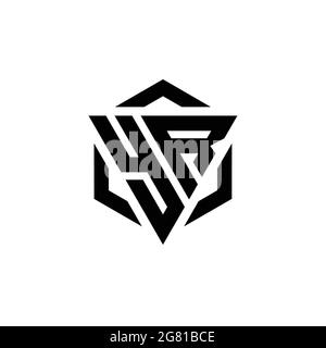 LOGO YR monogramma con triangolo ed esagono modello di design moderno isolato su sfondo bianco Illustrazione Vettoriale