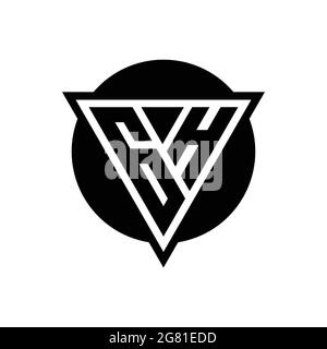 Logo GH con triangolo spaziale negativo e modello a forma di cerchio isolato su sfondo bianco Illustrazione Vettoriale