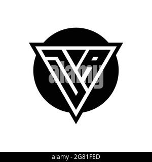 Logo DA con triangolo spaziale negativo e modello di design a forma di cerchio isolato su sfondo bianco Illustrazione Vettoriale