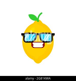 Limone con bicchieri isolati. Illustrazione vettoriale di frutta fresca Illustrazione Vettoriale