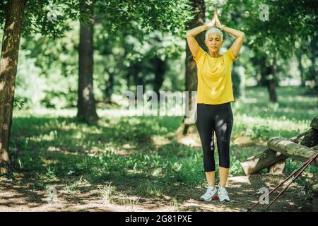 Centrare l'esercizio mentale in natura Foto Stock