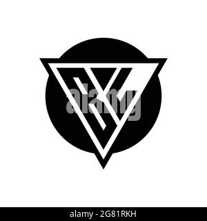 Logo BL con triangolo spaziale negativo e modello di design a forma di cerchio isolato su sfondo bianco Illustrazione Vettoriale