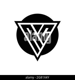 Logo RC con triangolo spaziale negativo e modello di design a forma di cerchio isolato su sfondo bianco Illustrazione Vettoriale