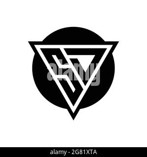 Logo SD con triangolo spaziale negativo e modello di design a forma di cerchio isolato su sfondo bianco Illustrazione Vettoriale