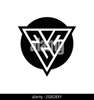Logo ZC con triangolo spaziale negativo e modello a forma di cerchio isolato su sfondo bianco Illustrazione Vettoriale