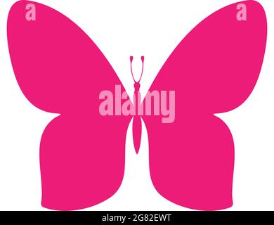 Silhouette farfalla colorata. Modello per la stampa , illustrazione vettoriale, icona. Farfalla con ali aperte, vista dall'alto Illustrazione Vettoriale