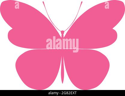 Silhouette farfalla colorata. Modello per la stampa , illustrazione vettoriale, icona. Farfalla con ali aperte, vista dall'alto Illustrazione Vettoriale