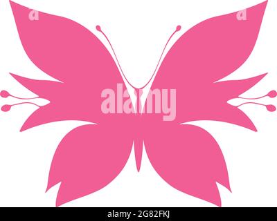 Silhouette farfalla colorata. Modello per la stampa , illustrazione vettoriale, icona. Farfalla con ali aperte, vista dall'alto Illustrazione Vettoriale