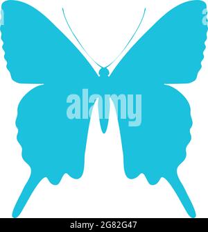 Silhouette farfalla colorata. Modello per la stampa , illustrazione vettoriale, icona. Farfalla con ali aperte, vista dall'alto Illustrazione Vettoriale
