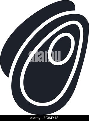 Silhouette di cozze. Silhouette nere isolate. Icona riempimento continuo. Design glifo moderno. Illustrazione vettoriale. Prodotti a base di carne pesce e frutti di mare. Vita marina Illustrazione Vettoriale