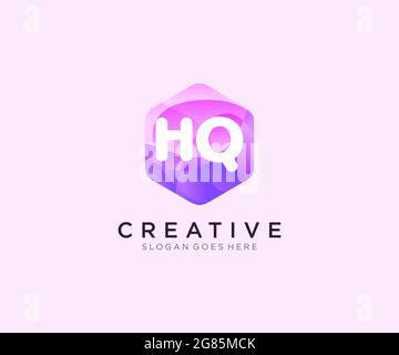 Logo iniziale HQ con il colorato logo Hexagon Modern Business Alphabet Illustrazione Vettoriale