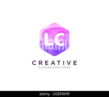 Logo LC iniziale con modello colorato Hexagon Modern Business Alphabet Logo Illustrazione Vettoriale