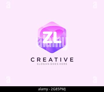Logo iniziale ZL con logo Hexagon Modern Business Alphabet colorato Illustrazione Vettoriale