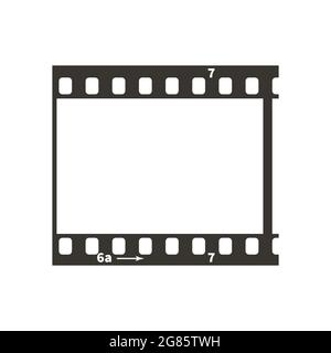 Cecchino a pellicola positiva da 35 mm con diametro singolo, semplice icona nera su bianco Illustrazione Vettoriale