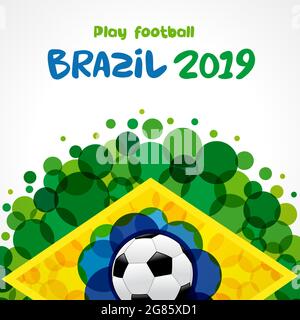 Benvenuti in Brasile copertina idea. Elementi con bandiera brasiliana con moderna struttura a bolle. Concetto creativo nazionale di fondo. Desi grafico astratto isolato Illustrazione Vettoriale