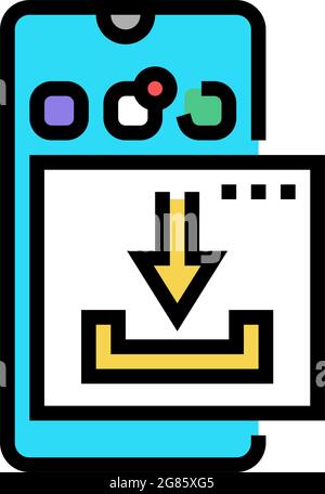 scarica l'app per telefono cellulare ugc immagine vettoriale dell'icona a colori Illustrazione Vettoriale