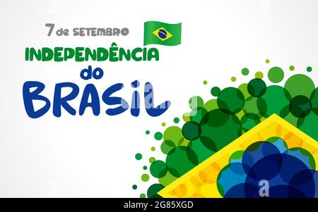 Brasile Independence Day congrata idea. Elementi bandiera brasiliani con carta stile pennellata. Concetto di icona creativa festa nazionale. Astratto isolato Illustrazione Vettoriale