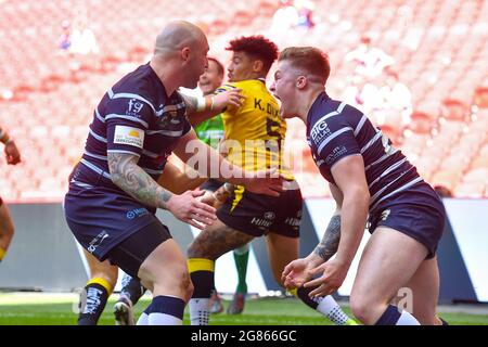 Londra, Regno Unito. 17 luglio 2021. Jacob Doyle (28) di Featherstone Rover celebra la sua prova a Londra, Regno Unito il 7/17/2021. (Foto di Richard Long/ RL Photography/News Images/Sipa USA) Credit: Sipa USA/Alamy Live News Foto Stock