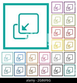 Comprimi icone a colori piatte dell'elemento con cornici quadranti su sfondo bianco Illustrazione Vettoriale