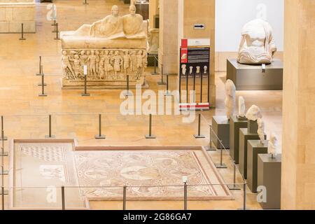 Mosaico dei sette saggi nel Museo Nazionale di Beirut, Beirut, Libano Foto Stock