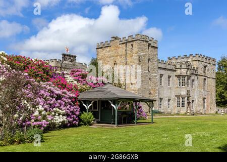 Il castello di Chilingham è un castello medievale del 13 ° secolo, classificato di grado 1, nel Northumberland, e si dice che sia il castello più infestato in Inghilterra. Foto Stock