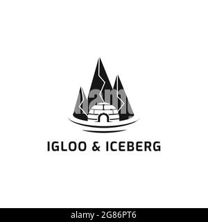 Logo della casa igloo con illustrazione vettoriale di iceberg Illustrazione Vettoriale