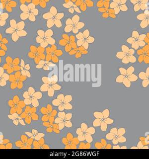 Motivo piatto senza cuciture di fiori gialli. Disegno a mano di fiori. Motivo botanico senza cuciture fatto di fiori primaverili. Illustrazione Vettoriale