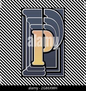 Monogramma con carattere P stampigliato in maiuscolo Foto Stock