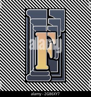 Monogramma con carattere F stampigliato in maiuscolo Foto Stock