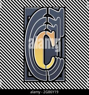Monogramma con carattere maiuscolo C stencato Foto Stock