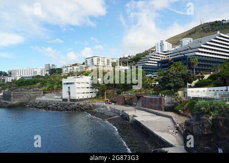 Lido, zona alberghiera di Funchal, Funchal, Madeira, Portogallo, Europa Foto Stock