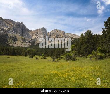 Prat de Cadi nella catena dei Pirenei, Cerdanya, Catalogna Foto Stock