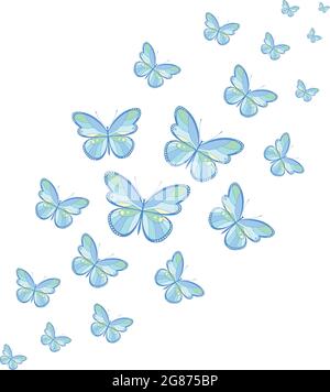Un gregge di farfalle volanti. Decorazione per una cartolina, imballaggio, pagina web. Illustrazione vettoriale. Illustrazione Vettoriale