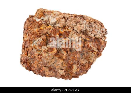 grande pezzo di minerale ferroso metallurgico di ferro isolato su fondo bianco Foto Stock