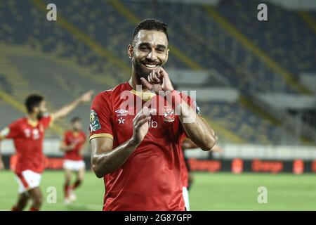 Casablanca, Marocco. 17 luglio 2021. L'AMR El Solia di al Ahly festeggia il terzo gol della sua squadra durante la partita di calcio finale della CAF Champions League tra il Kaizer Chiefs FC e al Ahly SC allo stadio Mohamed V. Credit: Stringer/dpa/Alamy Live News Foto Stock