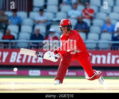 17 luglio 2021; Emirates Old Trafford, Manchester, Lancashire, Inghilterra; T20 Vitality Blast Cricket, Lancashire Lightning contro Yorkshire Vikings; Keaton Jennings of Lancashire Lightning Foto Stock