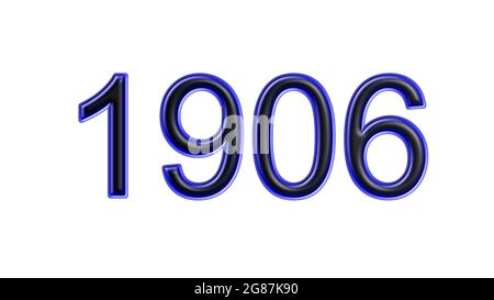 blu 1906 numero 3d effetto sfondo bianco Foto Stock