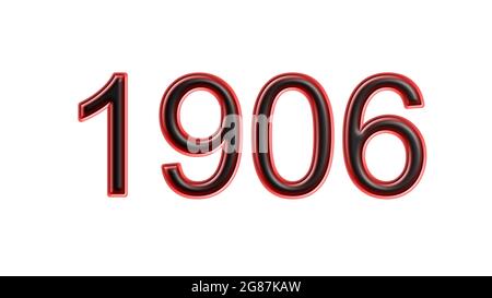 rosso 1906 numero effetto 3d sfondo bianco Foto Stock